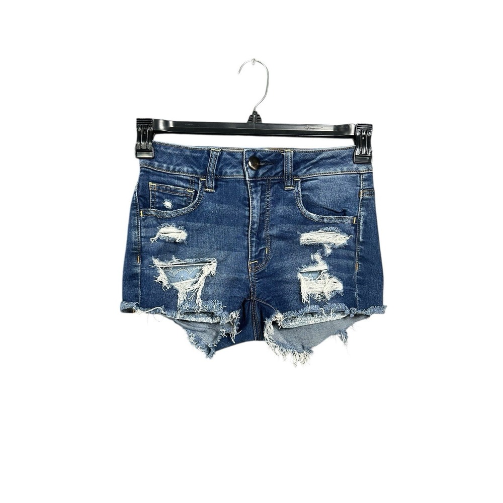 American Eagle Super Stretch Hi-Rise Festival Jean Shorts‎ Distressed Size 2